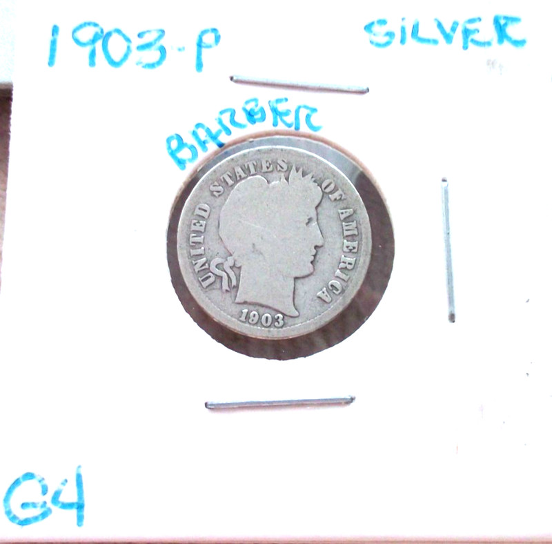 1903 PHILADELPHIA BARBER SILVER DIME IN GOOD CONDITION.