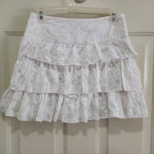 VNTG Y2K Necessary Objects Tiered Skirt S WMNS EUC 1-Owner White Fairy Mini Boho
