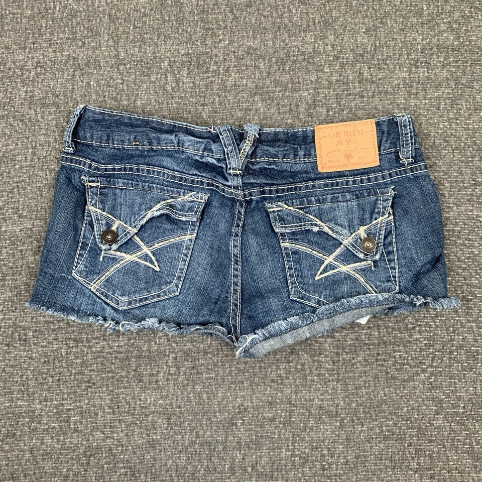 Amethyst Micro Mini Denim Jean Shorts Women’s 7 Low Rise Hot Y2K Beach Rave - Image 3 of 4