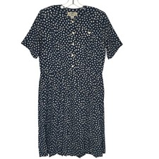 Vintage Orvis Ditsy Floral Dress Cottagecore Prairie Short Sleeve Sz 14 P Modest