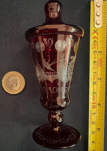 Czech-Biedermeier Era Cut To Clear Ruby Red 1880's Lidded Goblet - Picture 13 of 13