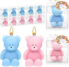 15 Bear Baby Shower Candle Favors - Bulk Party Decorations Pink, Blue