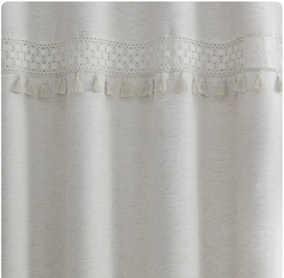 Better Homes and Gardens Cortina de Ducha Beige Claro Crochet y Flecos 72X72 Foto 3 de 3