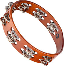 Traditional Wood Tambourine with Nickel Plated Steel Jingles, Double Row NOT M