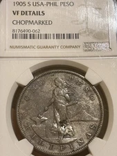 1905 S USA -Phil Peso CHOPMARKED Ngc VF Details 