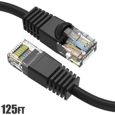 125FT Cat6 RJ45 Network LAN Ethernet UTP Molded Snagless Patch Cable 24AWG Black