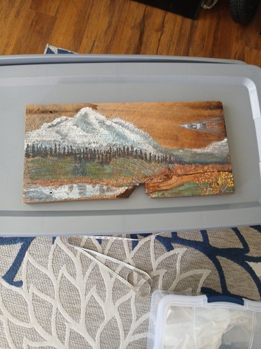 Wood Art Painting On Wood - Picture 1 of 4