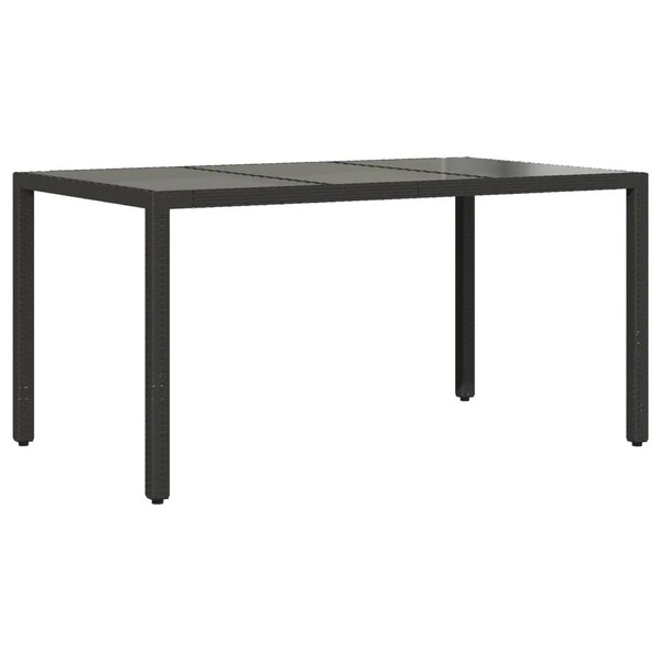 Gartentisch Mit Glasplatte Schwarz 150X90X75 Cm Poly Rattan-image