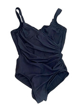 VINTAGE MIRACLESUIT BLACK RUCHED ONE-PIECE TANK SWIMMING SUIT SWIMSUIT WOMEN 12