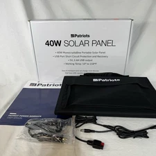 NEW 4 Patriots 40W Solar Panel w/ CORDS and Extras 13”x9” Folded ~ SHIPS FAST!!!