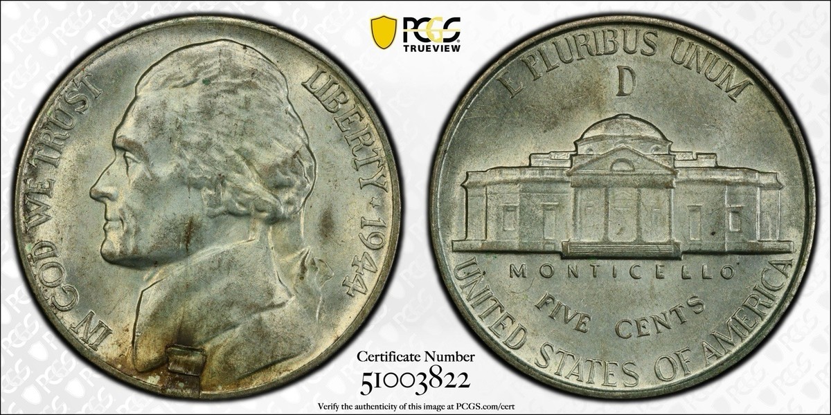 1944-D Jefferson Nickel PCGS AU58 Peeling Lamination Mint Error | eBay