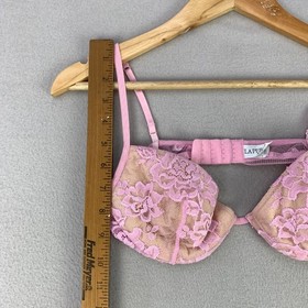 Vintage La Perla Bra Womens 36C/3 Pink Lace Lightly Padded Made in Italy
