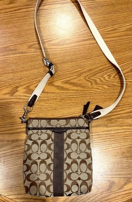 COACH New York Signature Stripe Cross Body Shoulder Bag | Barely Any Use