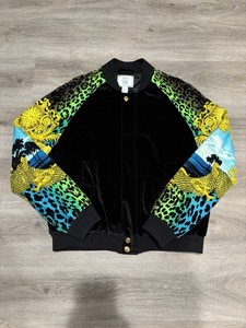 希少 VERSACE for H＆M Leopard Velvet Bomber VERSACE H&M WOMENS JACKET PRINT VELVET BOMBER 100% AUTHENTIC SIZE