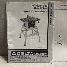 Instruction Manual Parts List - Delta TS200 T...