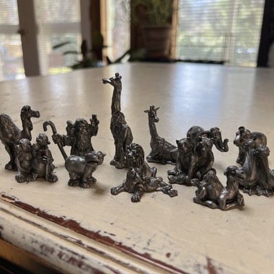 Hudson Pewter Noah's Ark Miniature 13-Piece Pewter Set