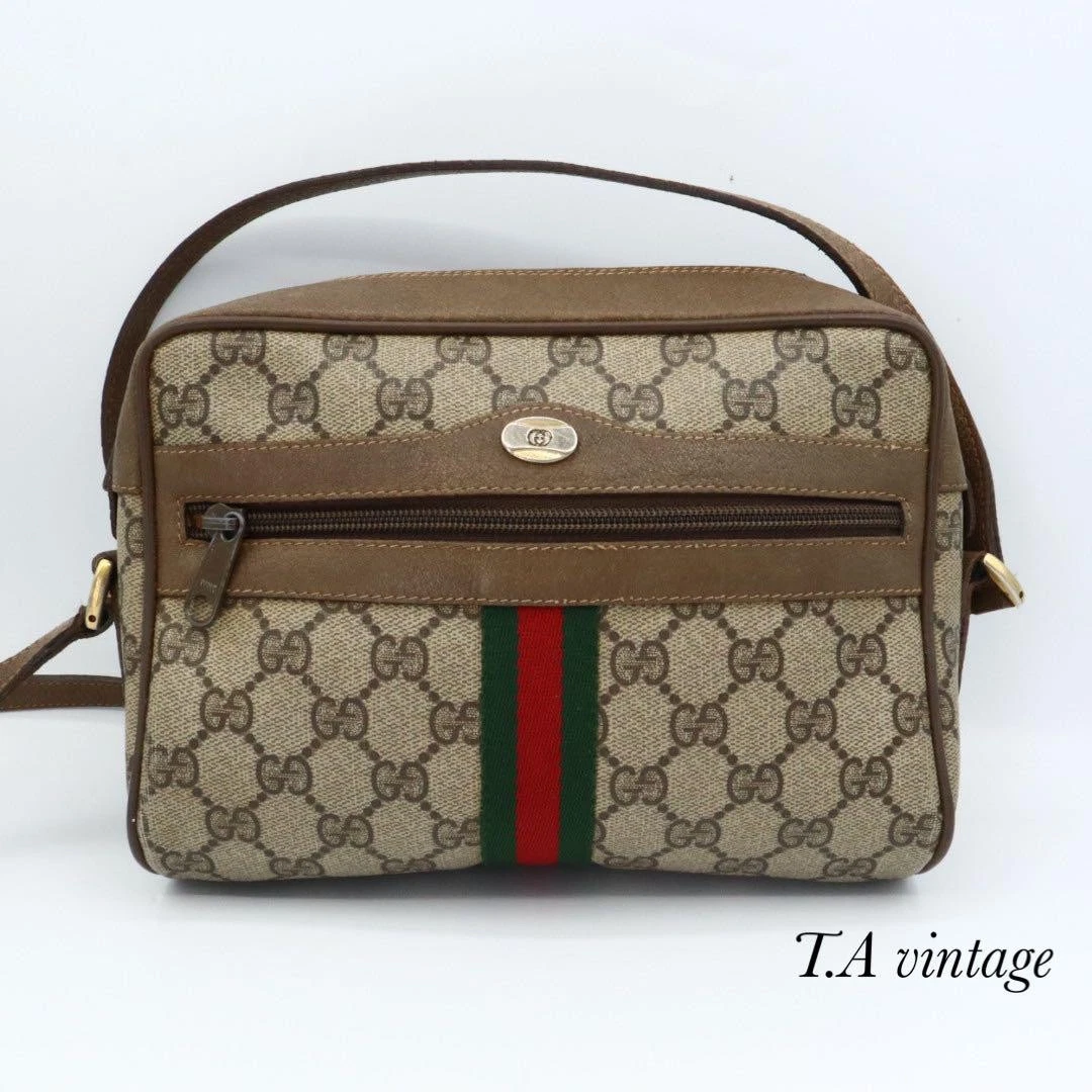 Sac à bandoulière Gucci Sherry Line PVC cuir marron #PGCFS5