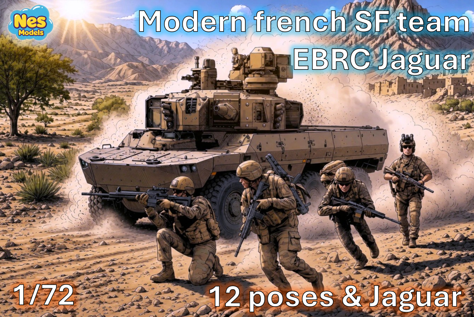 Maquette forces spéciales 1/72 EBRC Jaguar pour diorama militaire
