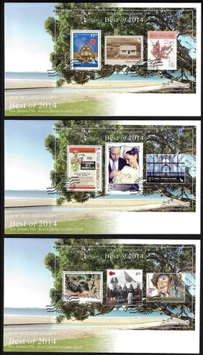 NEW ZEALAND 2014 Best of 2014, Set of 3 Miniature Sheets on FDC