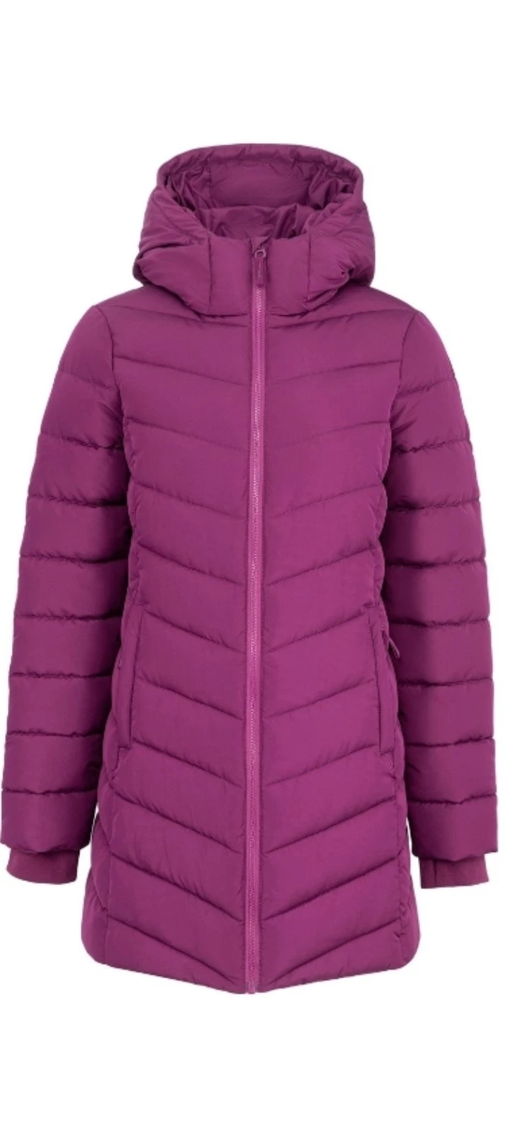 Slazenger Mid Length Padded Puffer Jacket Outerwear Hooded Coat Plum Size 8 NEW
