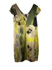 Vera Wang 100% Silk Dress Watercolor Floral Abstract Size 8 Art Sheath Shift