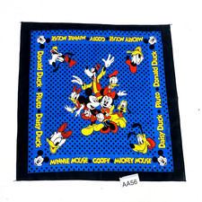 Vintage 1990's Disney Bandana Blue Black Mickey Minnie Pluto Daisy Donald Duck