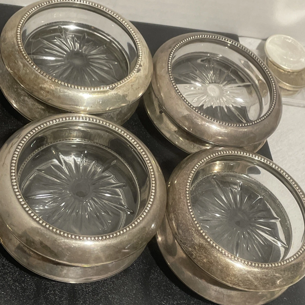 【Frank M. Whiting】 パール グラスコースター【純銀/ガラス】 Frank M. Whiting Silver Antiques for sale | eBay