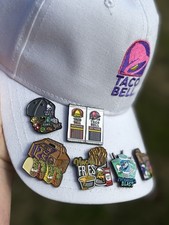 Taco Bell Hat 90s Decades Y2K Rare plus 6 Pins SEE MY OTHER ITEMS Five Below