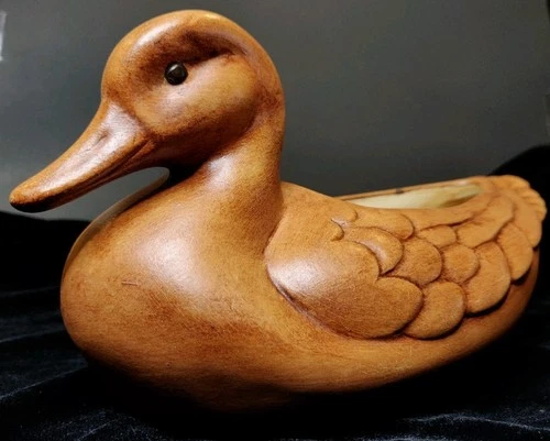 VINTAGE FRANKOMA Brown DUCK PLANTER #208A POTTERY With Tiny Chip Price Reflects