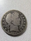 1897 Barber Silver Half Dollar. Free Shipping