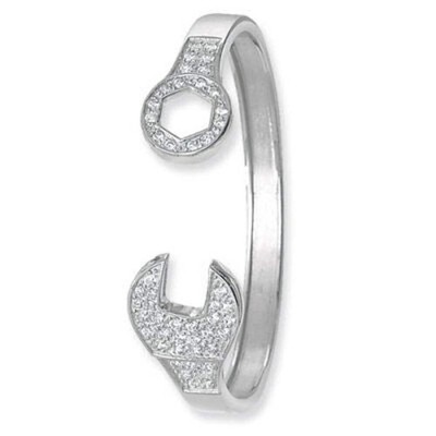 Sterling Silver Ladies Oval Spanner Bangle Hallmarked