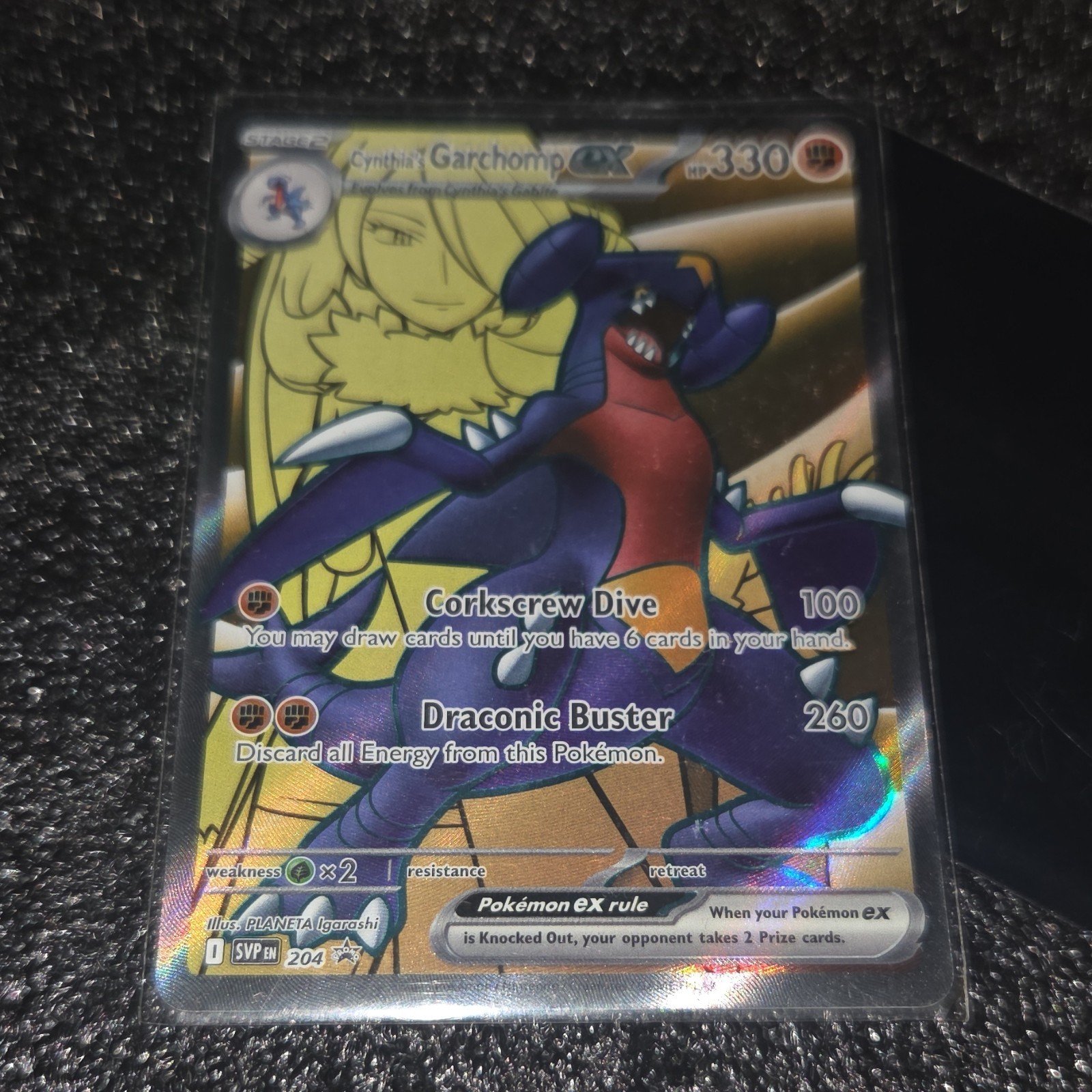 Pokémon Cynthia's Garchomp EX Full Art Promo Holo Card 204 SVP Scarlet & Violet