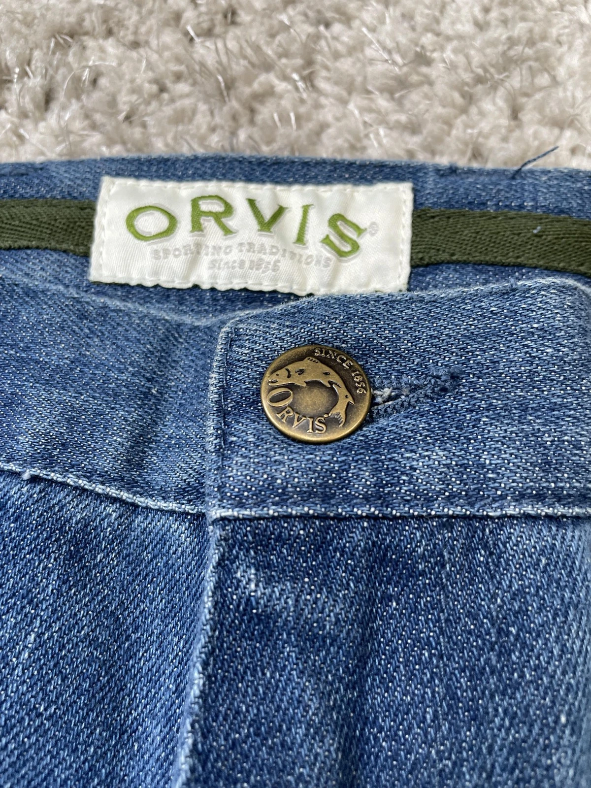 Orvis Pants Mens 32 Blue Denim Chino Zip Fly Welt Pockets Death Valley Dn - product detail image 6