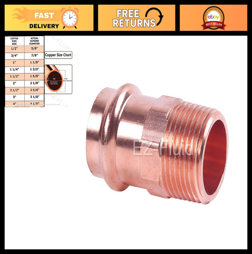 2" MIP x Press Copper Male Adapter - LF Pressure Fitting for Plumbing, HVAC