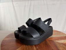 Crocs Brooklyn Low Womens Wedge Sandals Sz 5 Black Platform Slingback