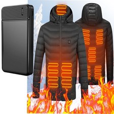 Durable Winter Heated Jacket Battery Zipper Hooded Windproof Coat For Outdoor