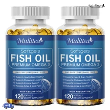 fish oil 1000g omega 3 EPA&DHA for Brain Heart Joints Skin&Immune 2 Pack