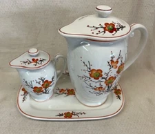 OCCUPIED JAPAN - S.G.K Pancakes Breakfast Set with /Serving Plate - Orange Poppi