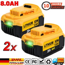 2X Für Original DeWalt Akku 18V 8000mAh XR DCB184 DCB182 DCB200-2 DCB206 mit LED