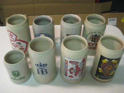 German Beer Stein Mixed Lot of 8 Steins, Box 3G, Munich Oktoberfest