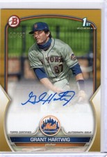 Grant Hartwig 2023 Bowman #PPA-GH Gold Bowman 1st AUTO Mets #/50 Autograph RC