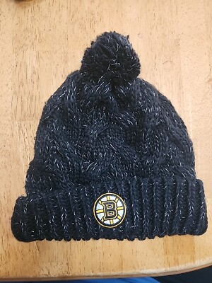 Reebok NHL Boston Bruins Knit Cap Hat Beanie PomPom BLACK Ladies Womens reebok-nhl-boston-bruins-knit-cap-hat-beanie-pompom-black-ladies-womens