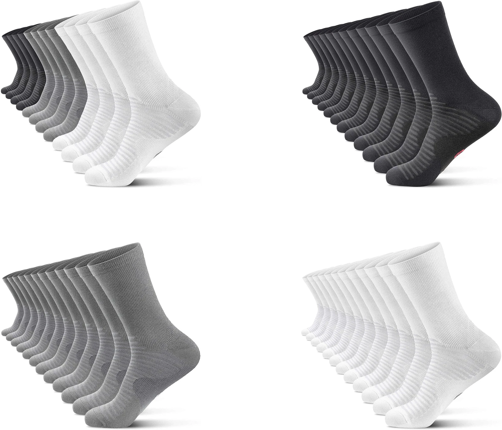 PAPLUS Crew Sport Socks with Ankle Support (6 Pairs)