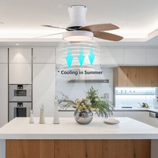 42" Farmhouse Ceiling Fan with LED Light Remote Control 5-Blades 6 Speeds Timer