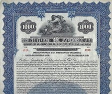 Berlin City Electric Company, 6 1/2% Debenture due 1951 (1.000 $) + Coup.