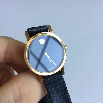 MOVADO 90\'s Vintage Ladies Watch Swiss Quartz Black Lizard Strap Gold Plated s-l1200.jpg main image 3