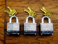 Qty. 3 - American Lock AL3 Laminated Padlock Black Made in USA NO BOX Free Ship