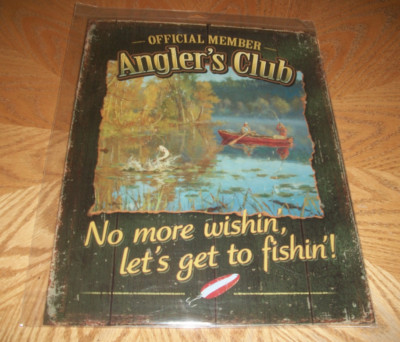 Official Member Angler's Club Fishing Tin Sign Wild Wimgs | eBay