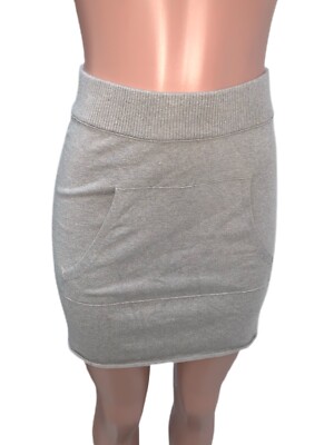 Y2K Gray Lounge Knit Mini Skirt With Kangaroo Pouch Silk Blend S