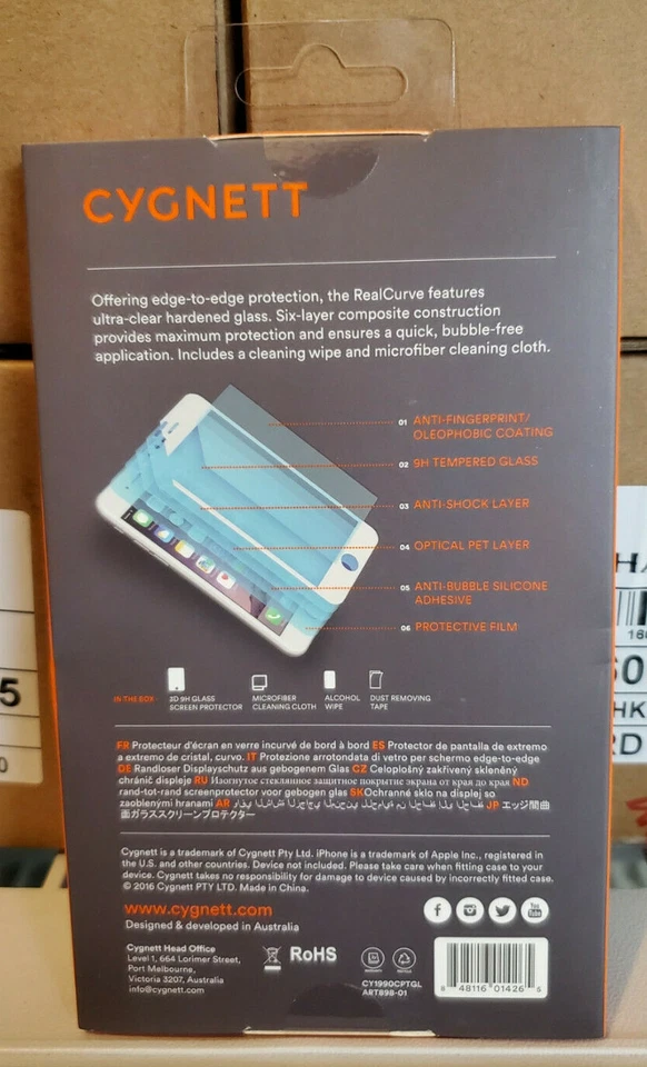 Cygnett 3D Curved Tempered Glass Screen Protector for iPhone 6/6s/7/8/SE 2nd Gen - Image 2 of 2